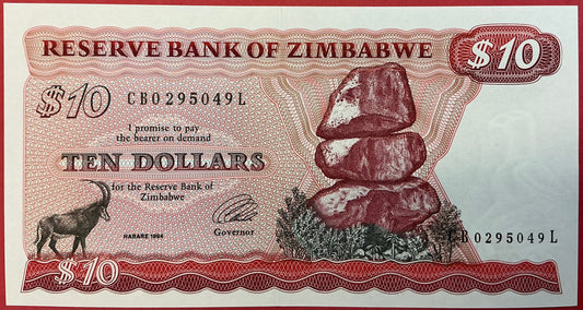 Zimbabwe - 10 Dollars 1994 P#3e Kvalitet 0