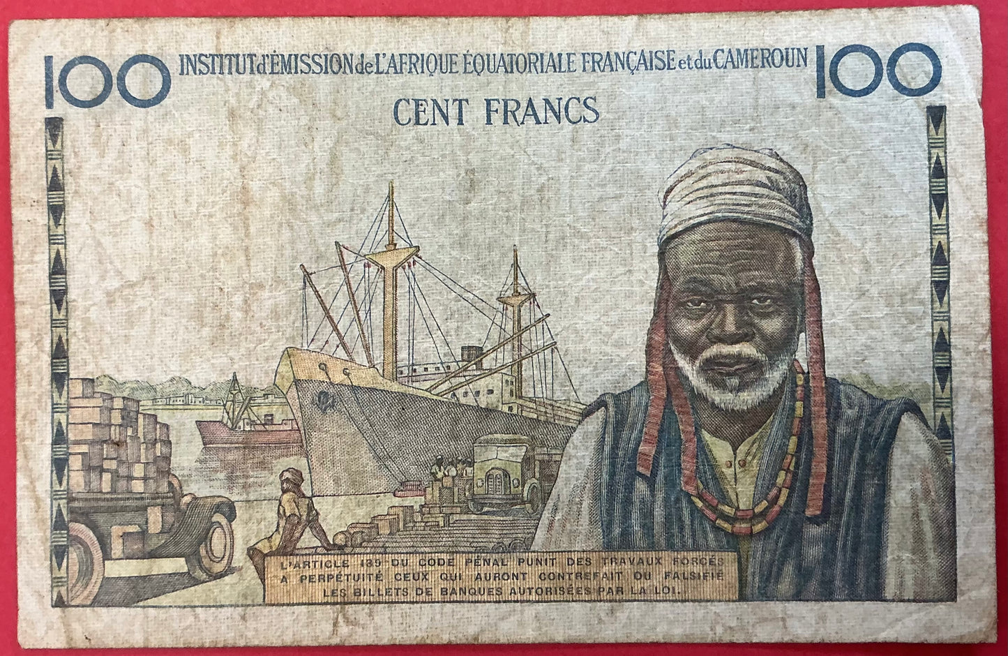 French Equatorial Africa - 100 Francs (1957) P#32 Kvalitet 1-/1