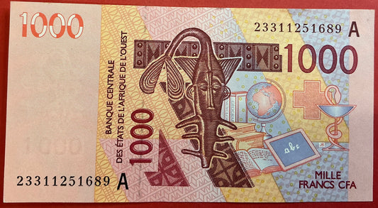 West African States/Ivory Coast - 1000 Francs 2023 P#115A Kvalitet 01/0