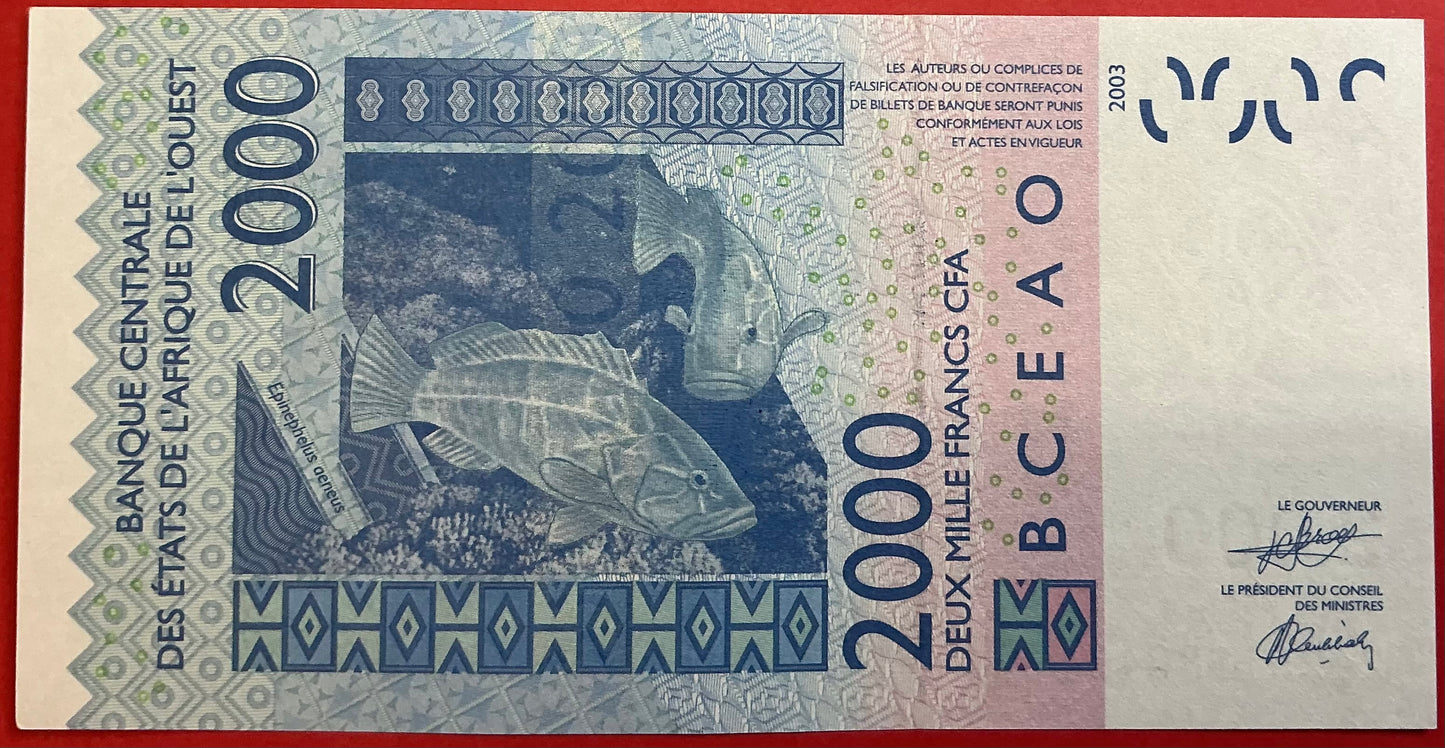 West African States/Ivory Coast - 2000 Francs 2024 P#116A Kvalitet 0