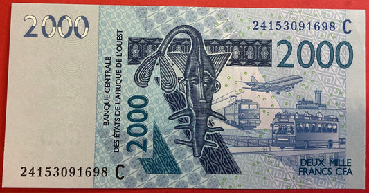 West African States/Upper Volta - 2000 Francs 2024 P#316c Kvalitet 0