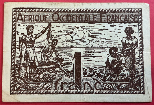 French West Africa - 1 Franc (1944) P#34e Kvalitet 1+
