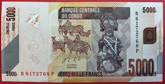 Congo Democratic Republic - 5000 Francs 30.6.2020 P#102 Kvalitet 01/0