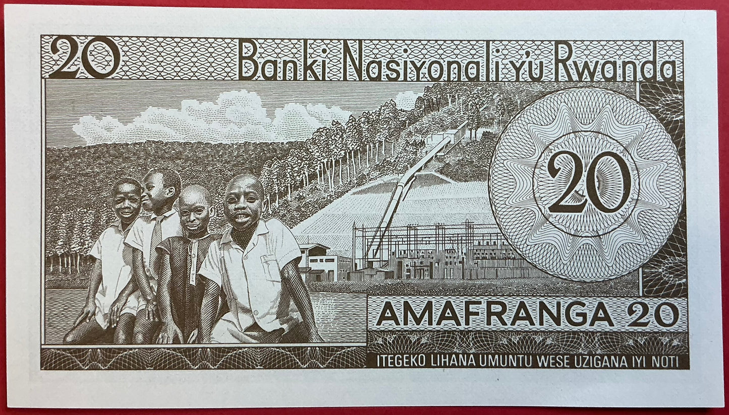 Rwanda - 20 Francs 1.1.1976 P#6e Kvalitet 0