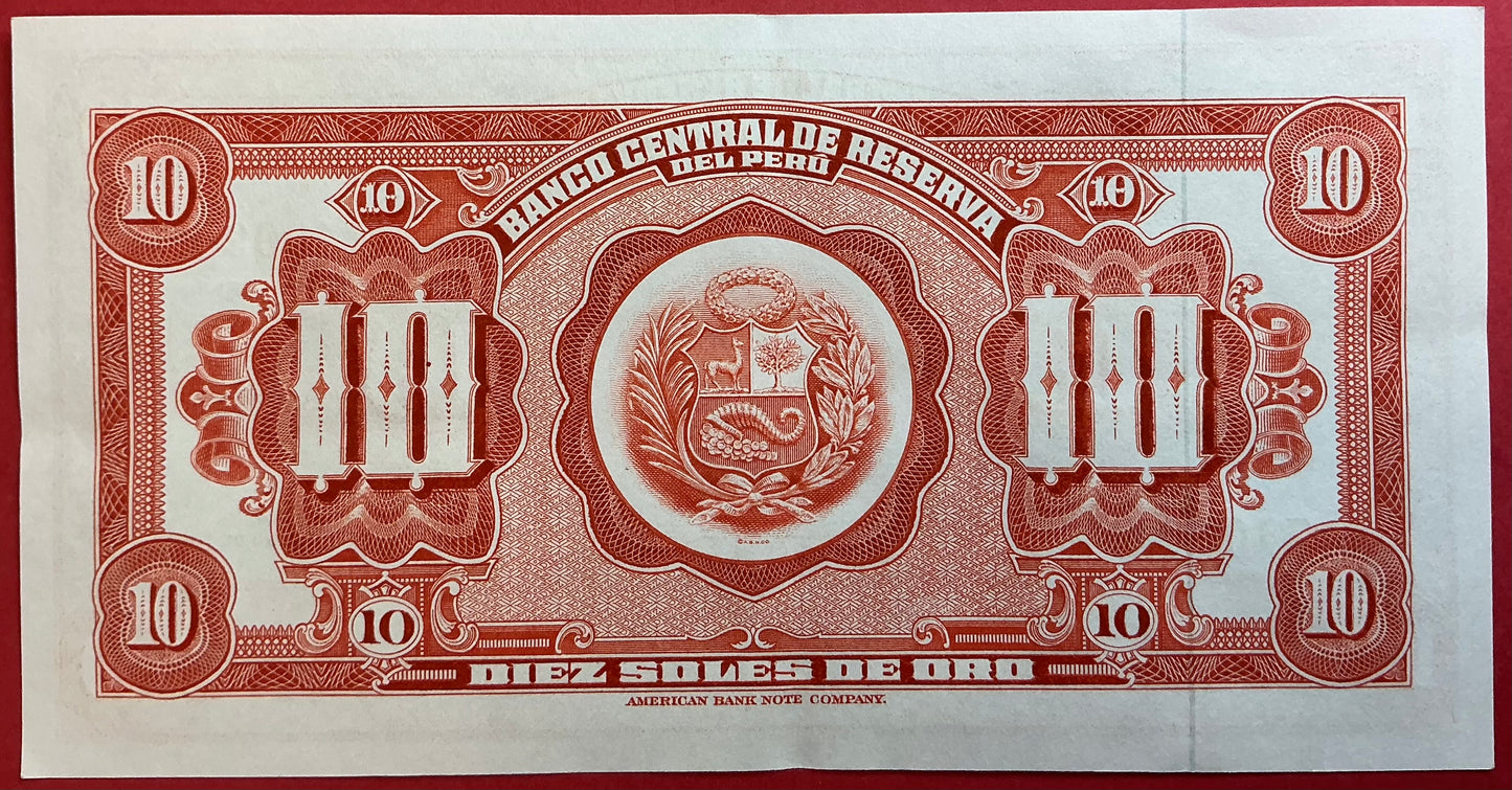 Peru - 10 Soles de Oro 26.2.1965 P#88 Kvalitet 0