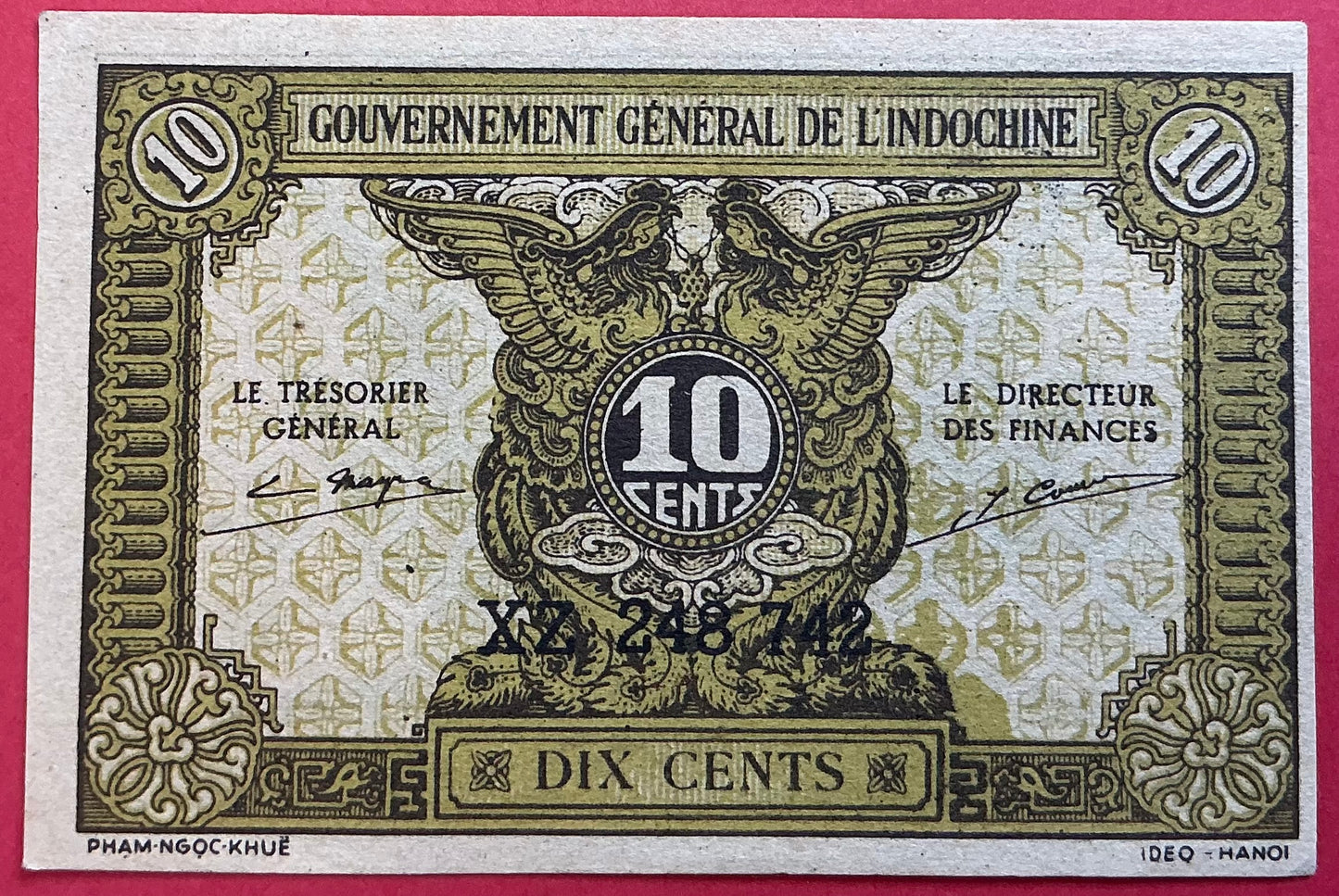 France Indo-China - 10 Cent 1942 P#89a Kvalitet 01