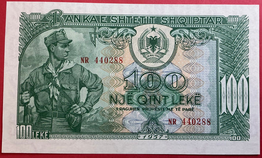 Albania - 100 Lekë 1957 P#30a Kvalitet 0
