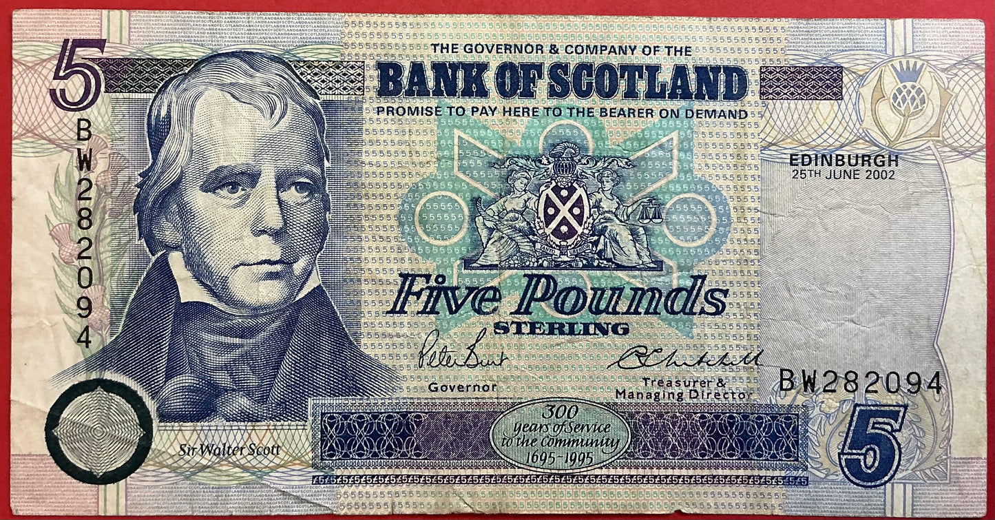 Scotland - 5 Pounds 25.6.2002 P#119d Kvalitet 1
