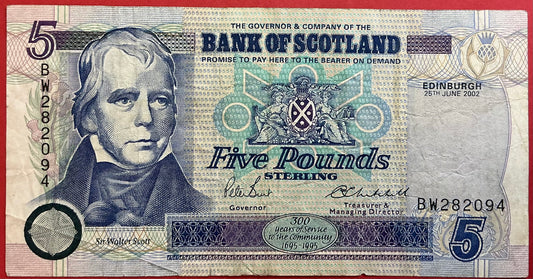 Scotland - 5 Pounds 25.6.2002 P#119d Kvalitet 1