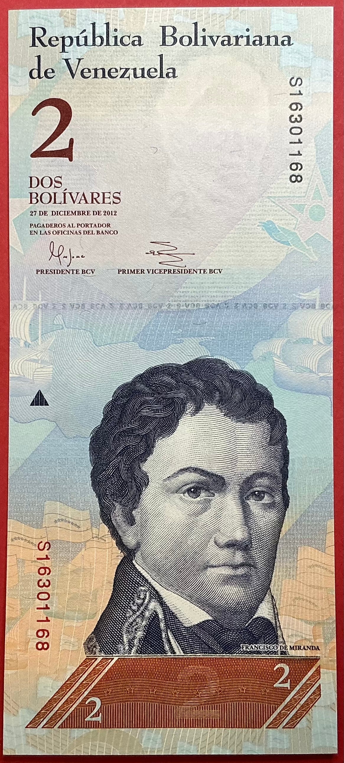 Venezuela - 2 Bolívares 27.12.2012 P#88e Kvalitet 0