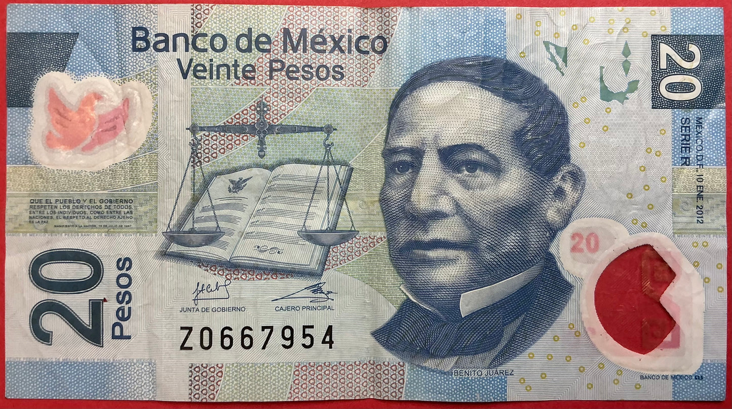 Mexico - 20 Pesos 10.1.2012 P#122r Kvalitet 1+