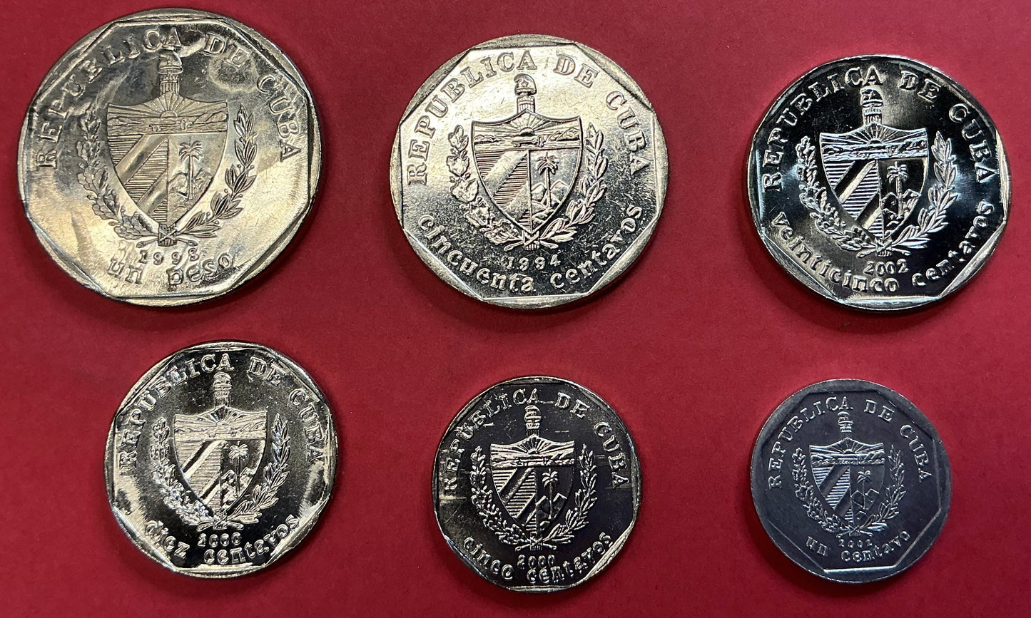 Cuba - 6 Different 1994-2002 Type Set Unc.
