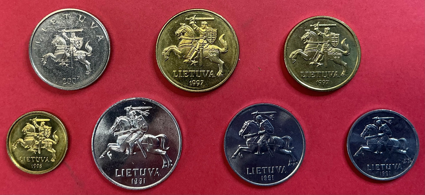 Lithuania - 7 Different 1991-2001 Type set Unc.