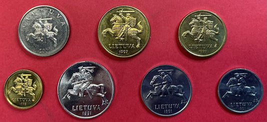 Lithuania - 7 Different 1991-2001 Type set Unc.