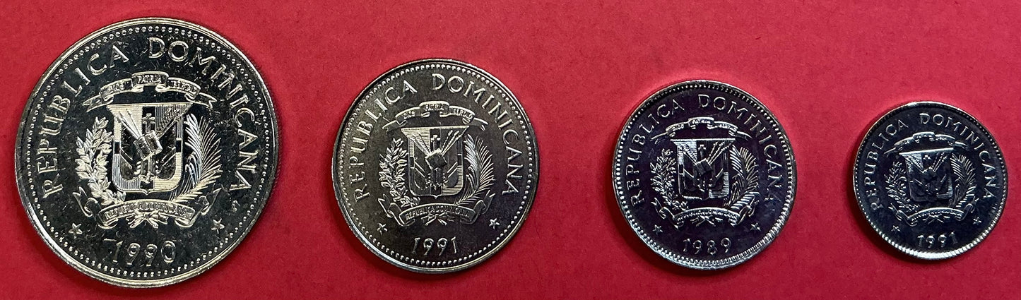 Dominican Republic - 4 Different 1989-1991 Type Set Unc.