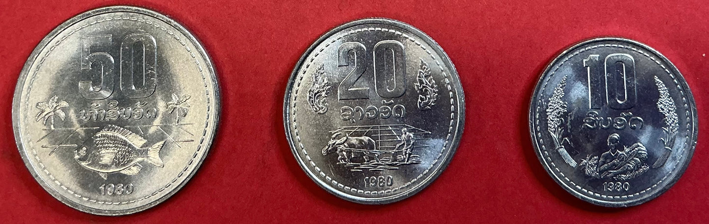 Lao - 3 Different 1980 Type Set Unc.