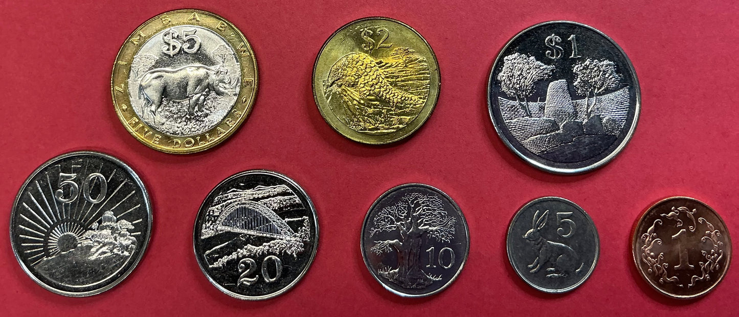 Zimbabwe - 8 Different 1997-2002 Type Set Unc.