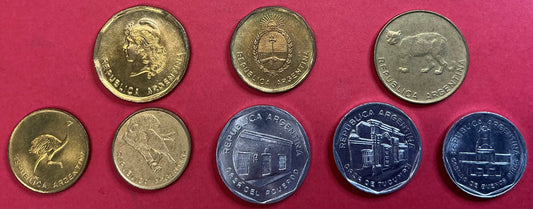 Argentina - 8 Different 1985-1989 Type Set Unc.