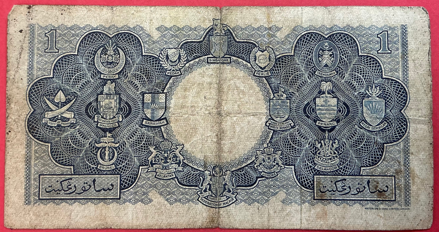 Malaya & British Borneo - 1 Dollar 21.3.1953 P#1a Kvalitet 1-
