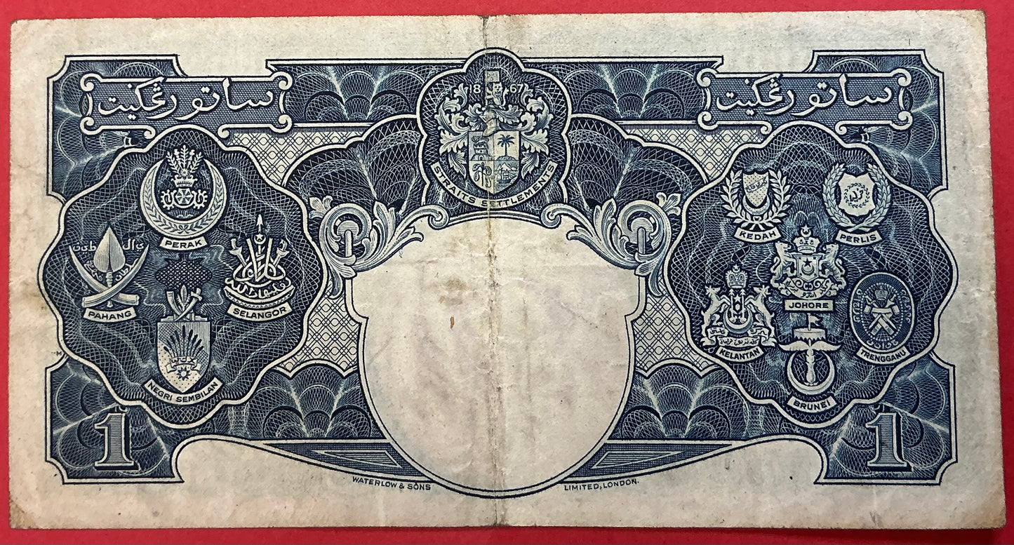 Malaya - 1 Dollar 1.7.1941 P#11 Kvalitet 1/1+