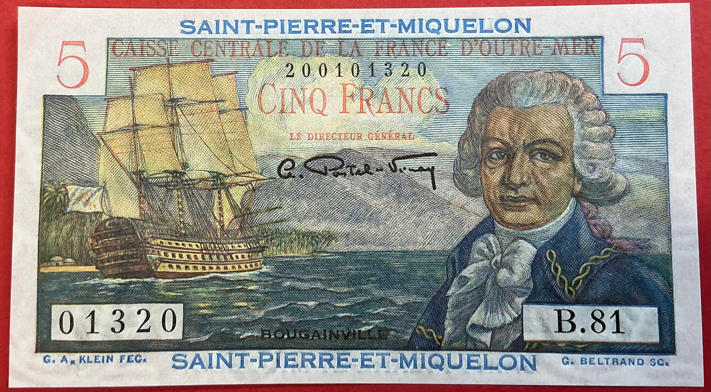 Saint Pierre & Miquelon - 5 Francs (1950-1960) P#22 Kvalitet 0