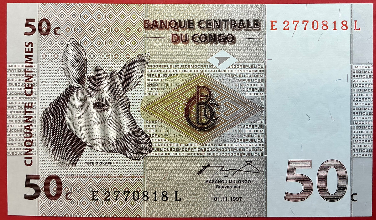 Congo Democratic Republic - 50 Centimes 1.11.1997 P#84a Kvalitet 0