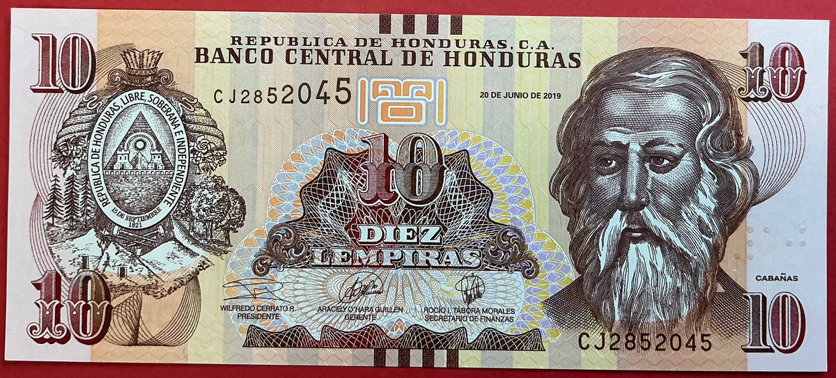 Honduras - 10 Lempiras 2019 P#99 Kvalitet 0