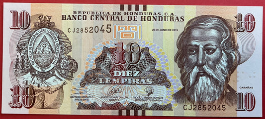 Honduras - 10 Lempiras 2019 P#99 Kvalitet 0