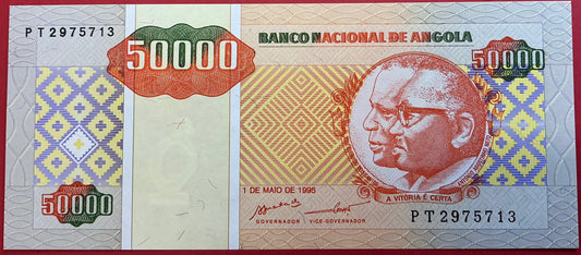 Angola - 50.000 Kwanzas Reajustados 1.5.1995 P#138 Kvalitet 0