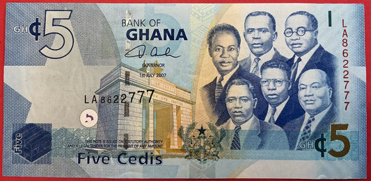 Ghana - 5 Cedis 1.7.2007 P#38a Kvalitet 01