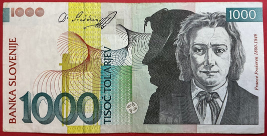 Slovenia - 1000 Tolarjev 1.6.1993 P#18 Kvalitet 1/1+