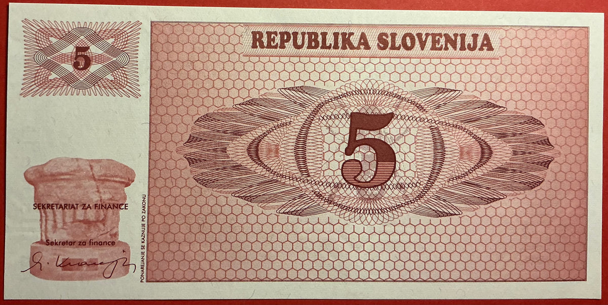 Slovenia - 5 Tolarjev 1990 P#3a Kvalitet 0