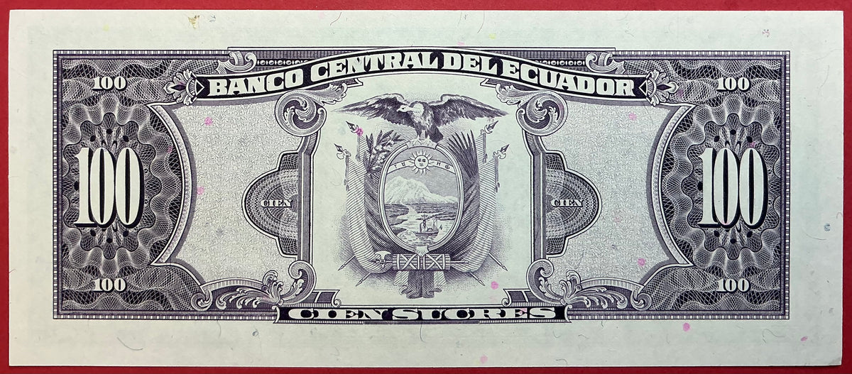 Ecuador - 100 Sucres 8.6.1988 P#123Aa Kvalitet 0