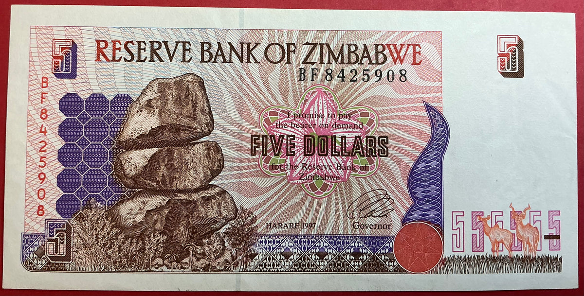 Zimbabwe - 5 Dollars 1997 P#5a Kvalitet 01