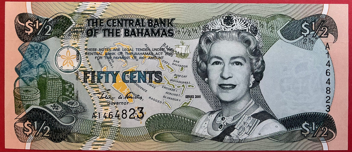 Bahamas - 1/2 Dollar 2001 P#68a Kvalitet 0