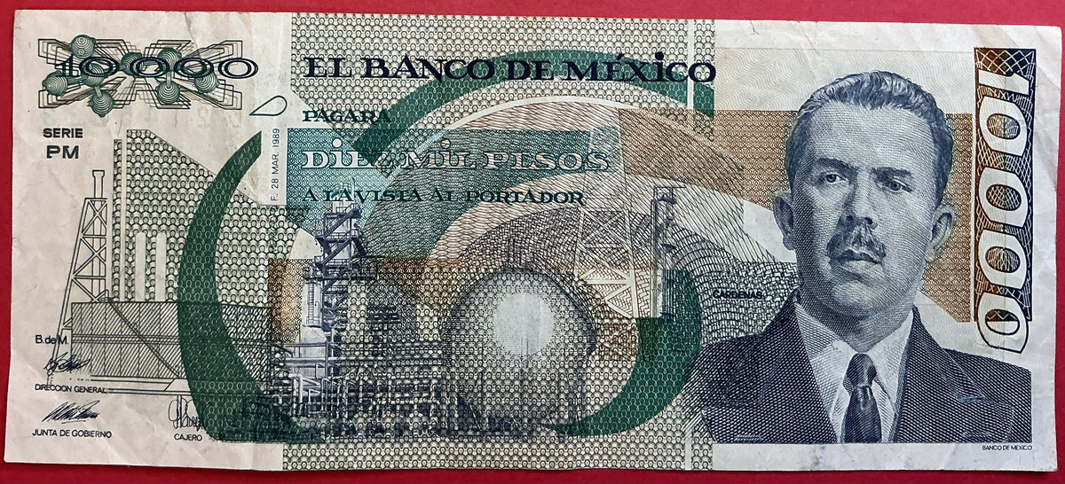 Mexico - 10.000 Pesos 28.3.1989 P#90c Kvalitet 1