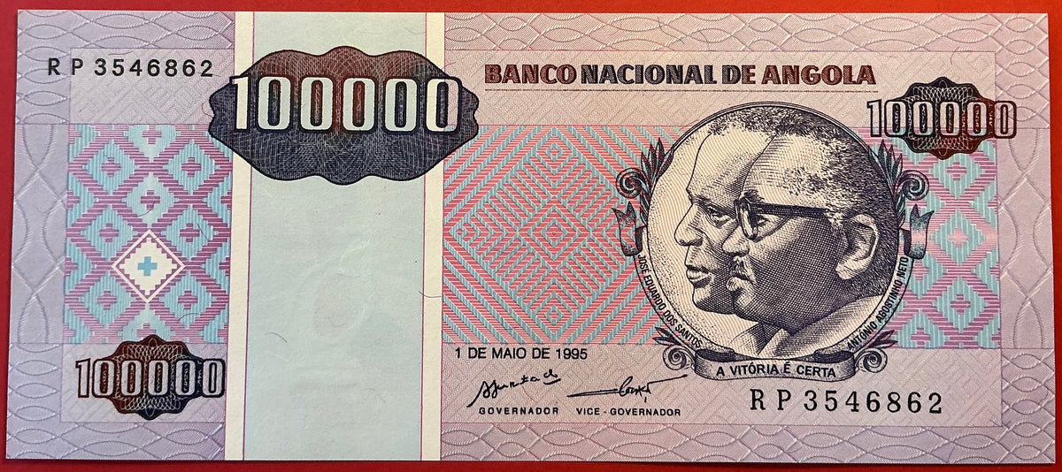 Angola - 100.000 Kwanzas Reajustados 1.5.1995 P#139 Kvalitet 0