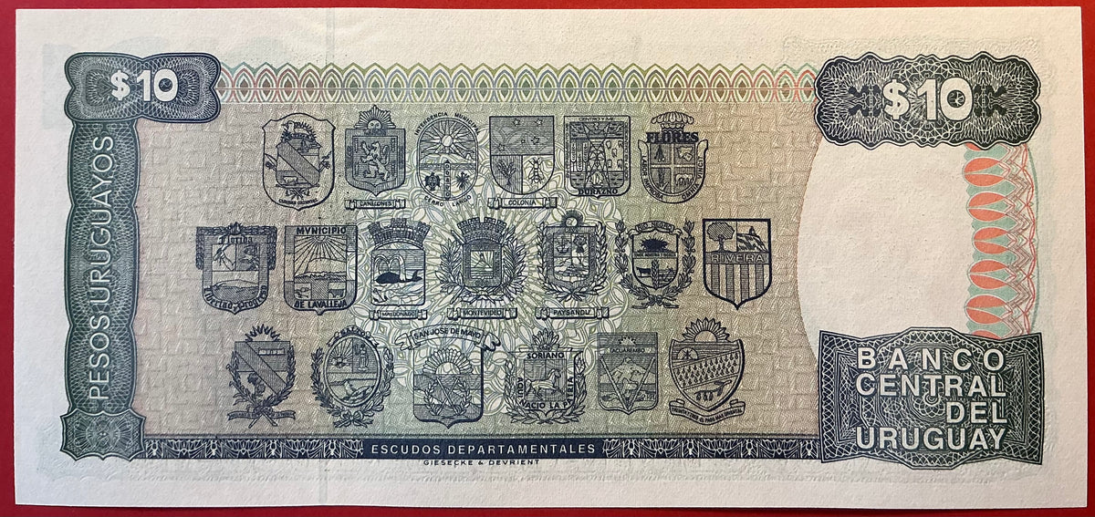 Uruguay - 10 Pesos Uruguayos (1995) P#73Bb Kvalitet 0