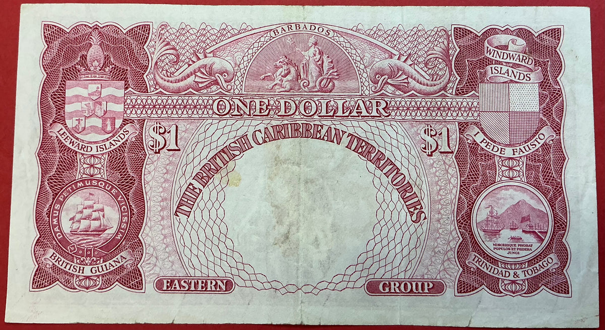 British Caribbean Territories - 1 Dollar 2.1.1958 P#7c Kvalitet 1+