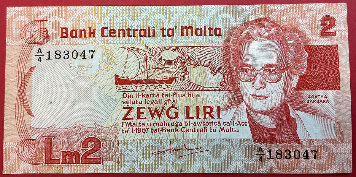 Malta - 2 Liri (1986) P#37 Kvalitet 1+