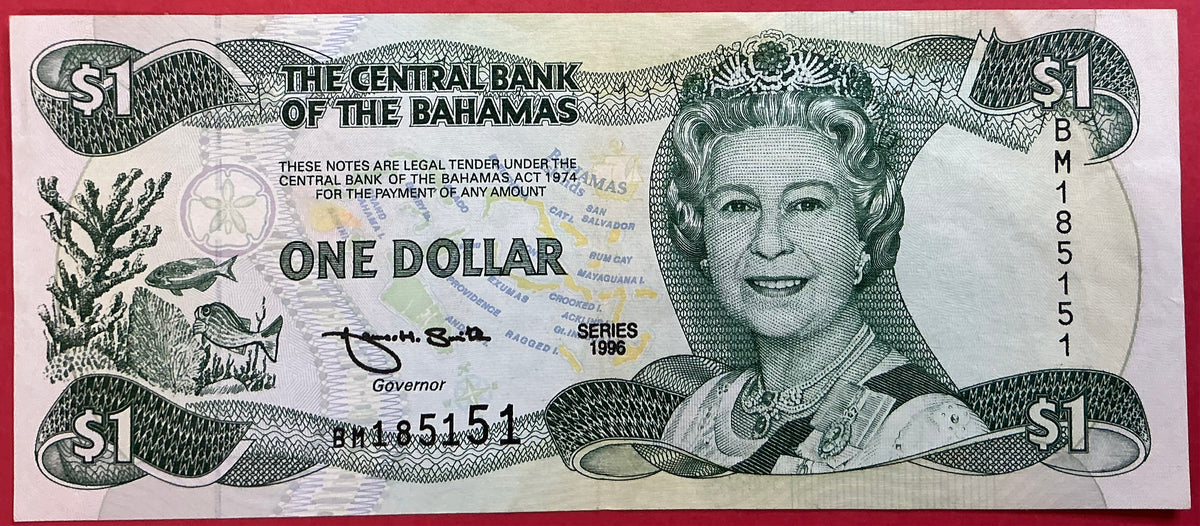 Bahamas - 1 Dollar 1996 P#57a Kvalitet 1+