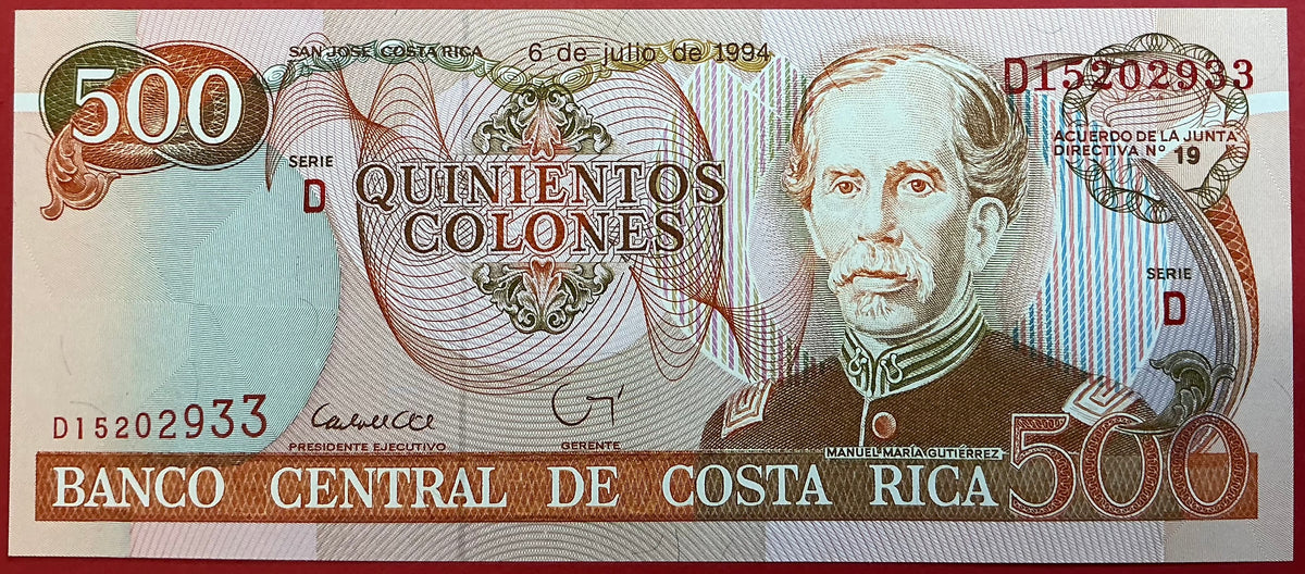Costa Rica - 500 Colones 6.7.1994 P#262a Kvalitet 0