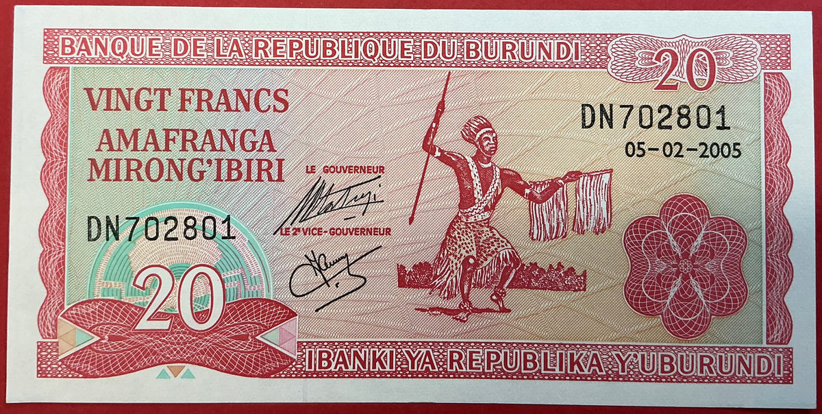 Burundi - 20 Francs 5.2.2005 P#27d Kvalitet 0