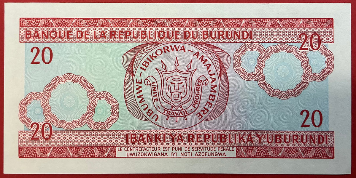 Burundi - 20 Francs 5.2.2005 P#27d Kvalitet 0