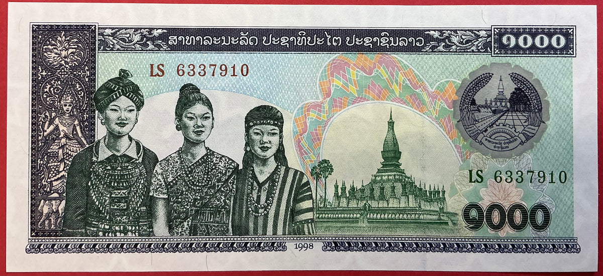 Lao - 1000 Kip 1998 P#32Aa Kvalitet 0