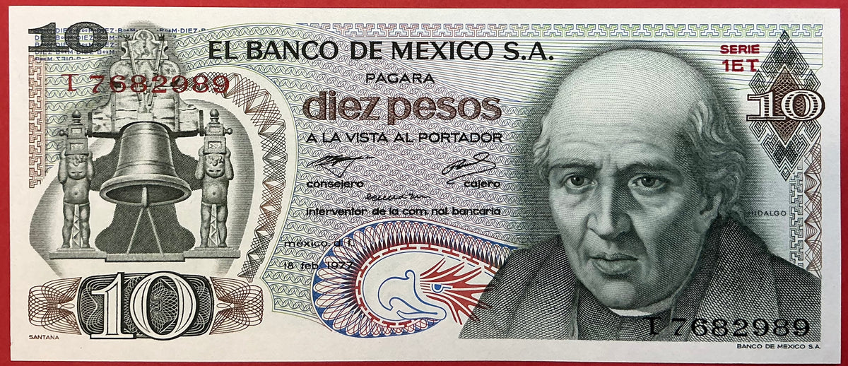 Mexico - 10 Pesos 18.2.1977 P#63i Kvalitet 0