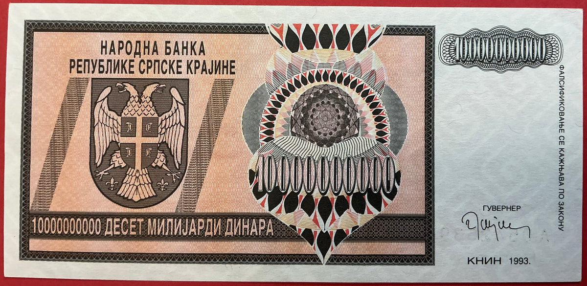 Croatia/Serbian Krajina - 10.000.000.000 Dinara 1993 P#R19a Kvalitet 01