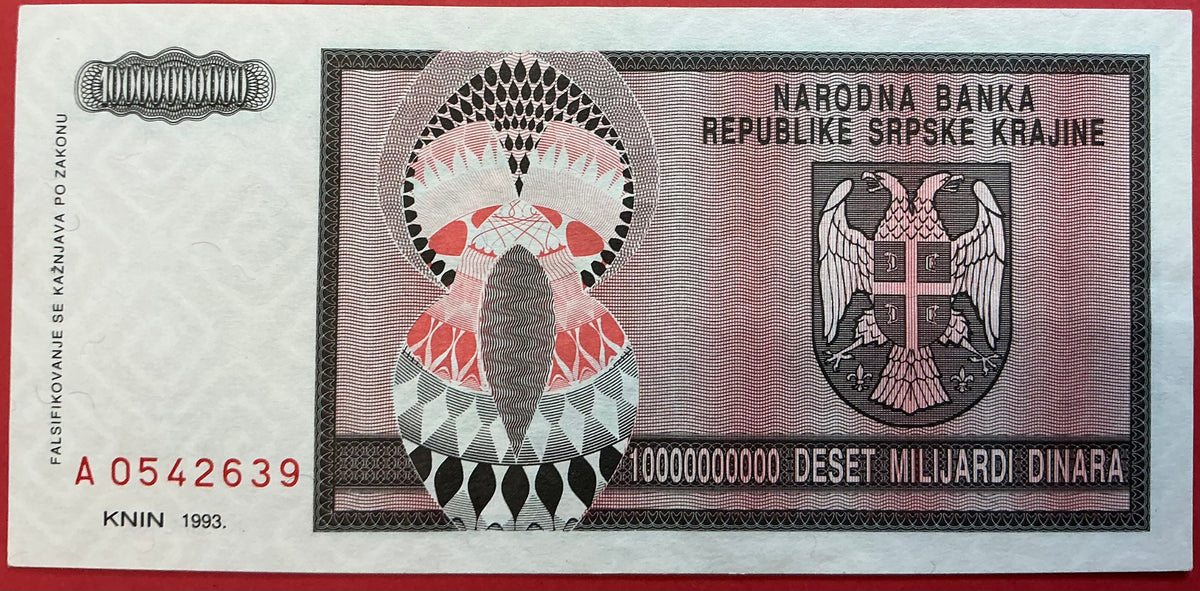 Croatia/Serbian Krajina - 10.000.000.000 Dinara 1993 P#R19a Kvalitet 01