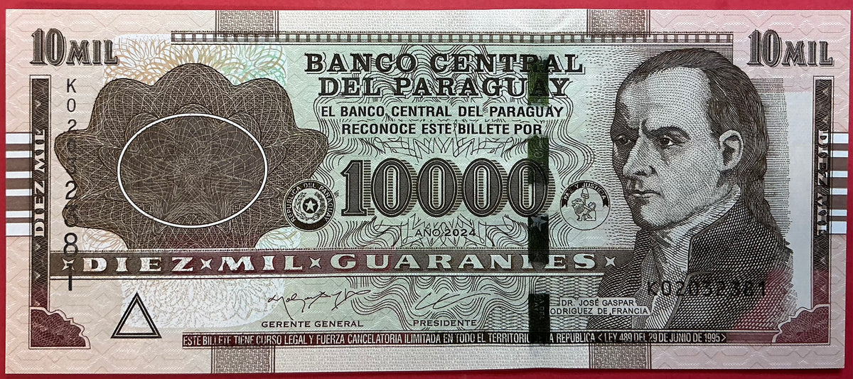 Paraguay - 10.000 Guaranies 2024 P#A238 Kvalitet 01/0