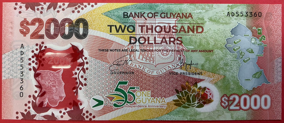 Guyana - 2000 Dollars 2021 P#W42 Kvalitet 0